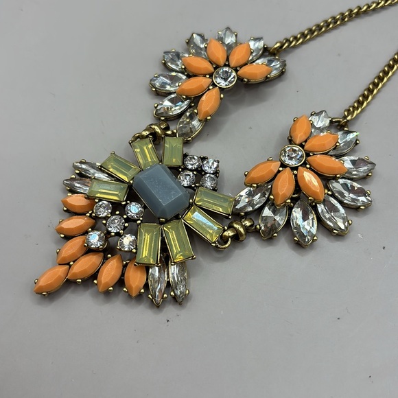 J. Crew Jewelry - J. Crew Vibrant Orange and Gold Floral Necklace
